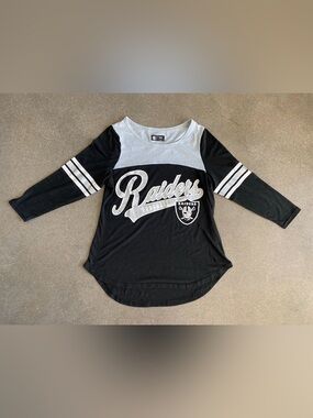 NFL Raiders Black and Light Gray womens 3/4 Raglan Tee
